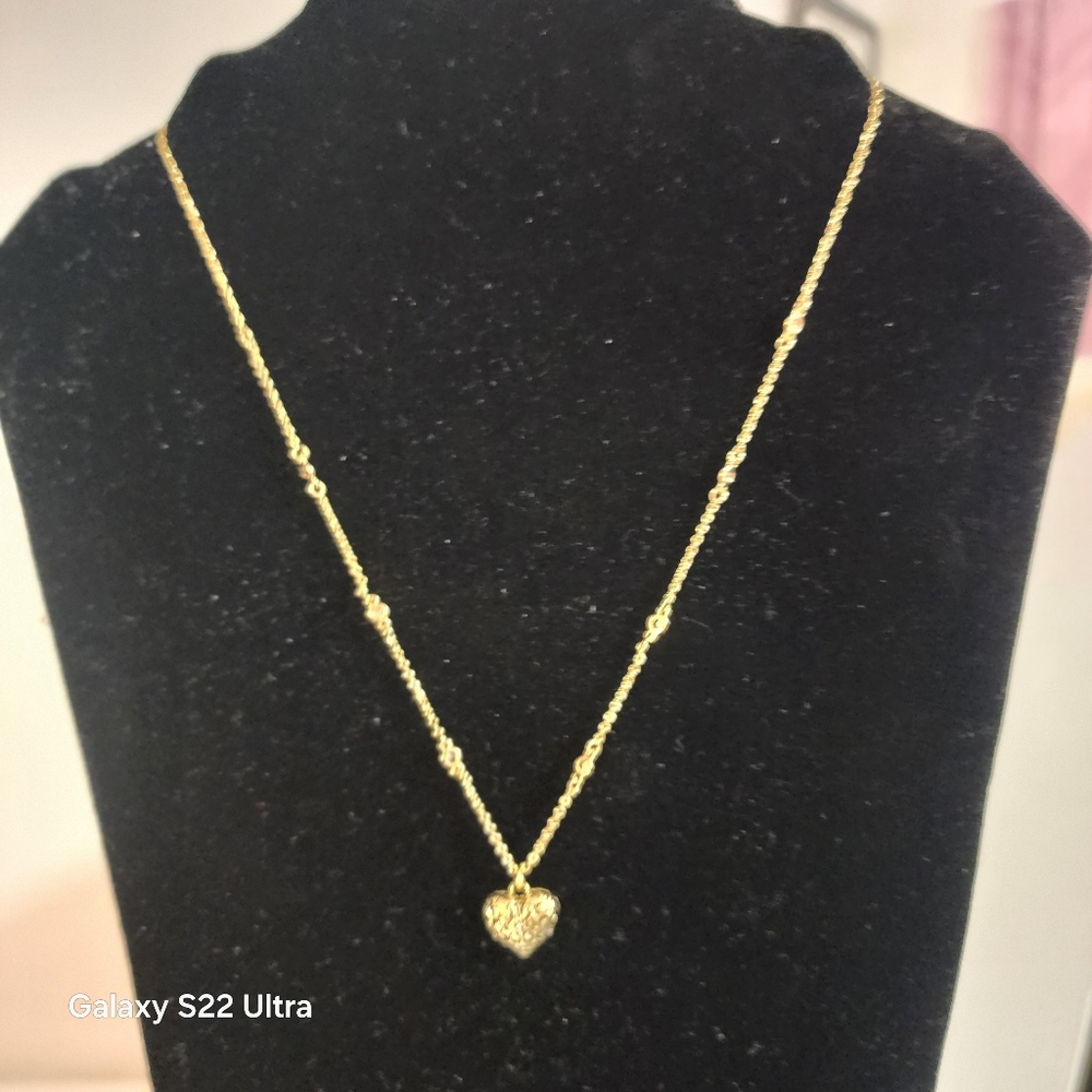 Coach Signature necklace accented with crystal zircons & logo embossed heart